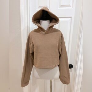Aritzia TNA Fleece Women's Cropped Hoodie Darn Tan XS